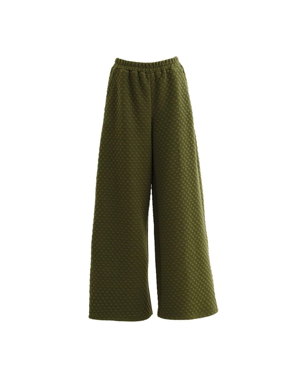 Louche Green Flory Scallop Quilt Wide Leg Trouser