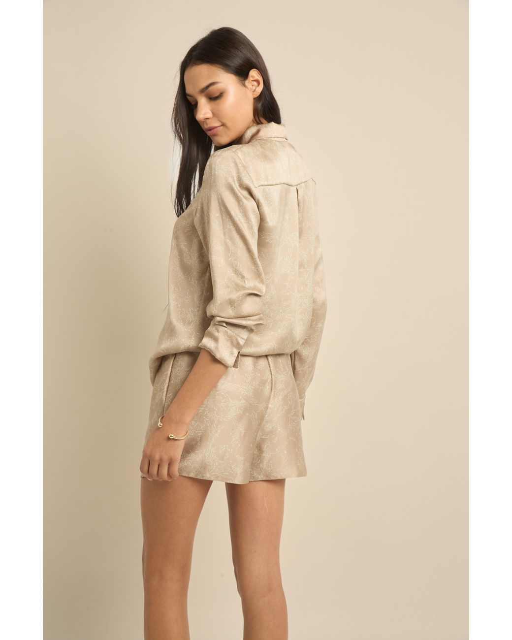 Lily Rou Natural Neutrals Silk Ripple Relaxed Shorts
