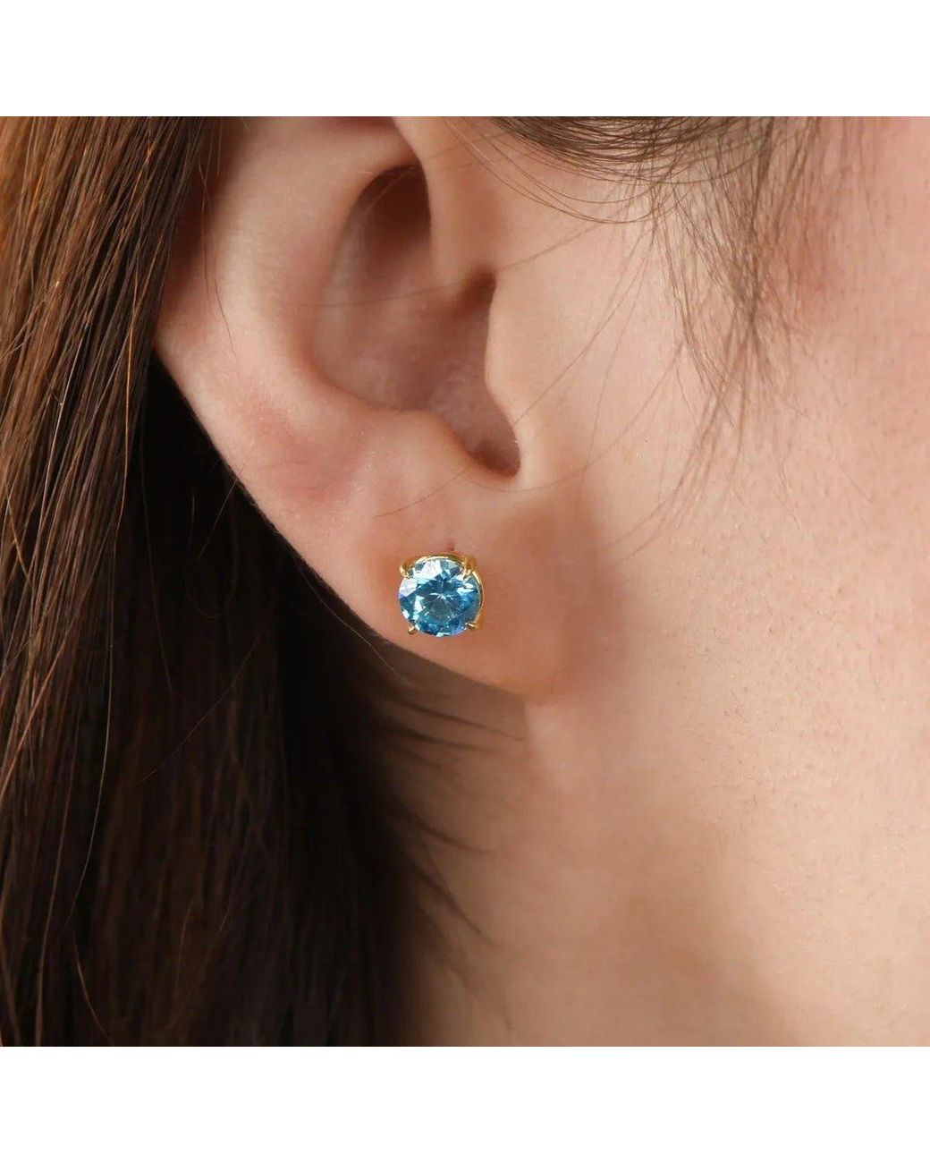 Spero London Blue 9Ct Topaz Stud Earrings