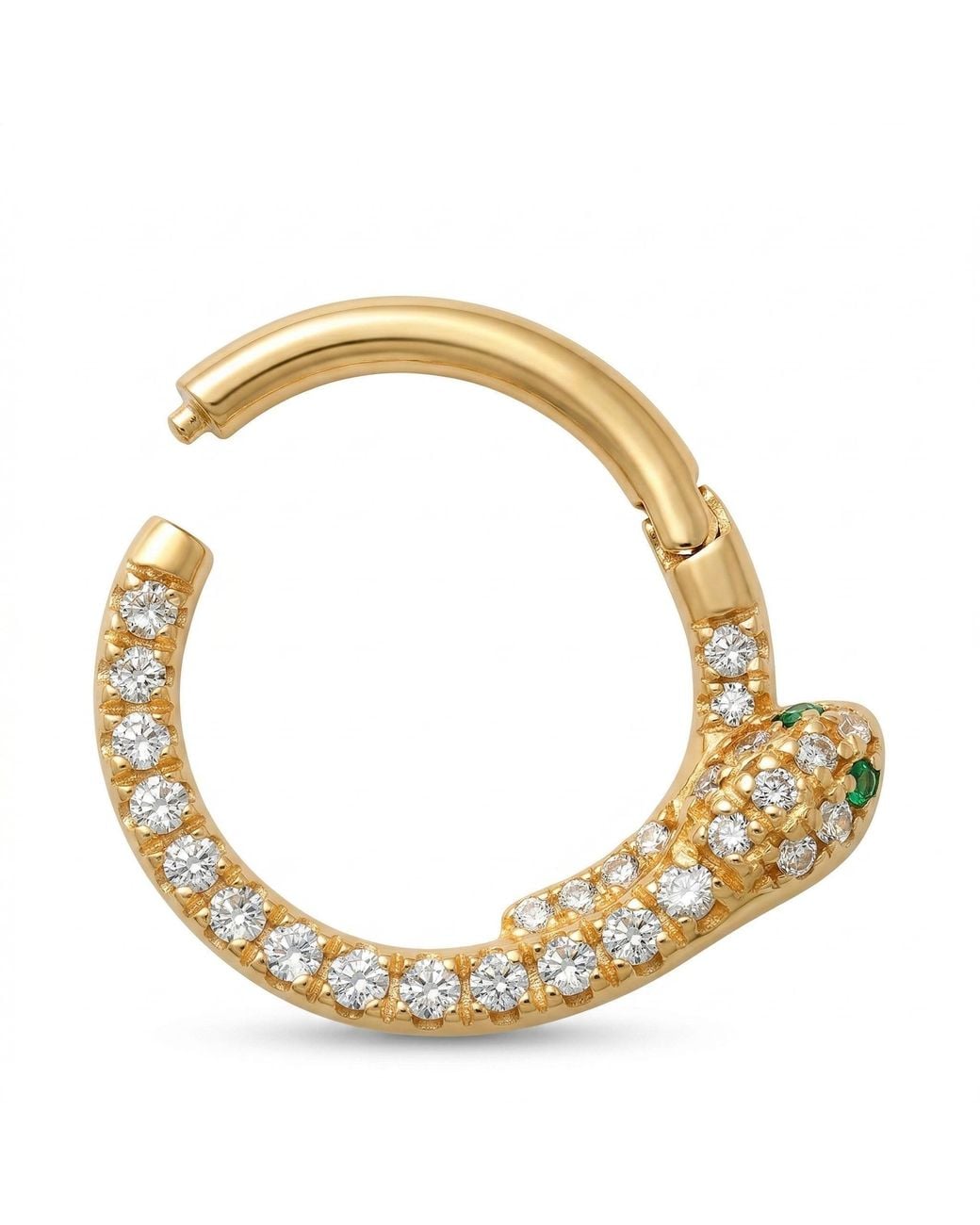 Zahav Jewelry Metallic 10K Solid Snake Cz Pave Clicker Hoop