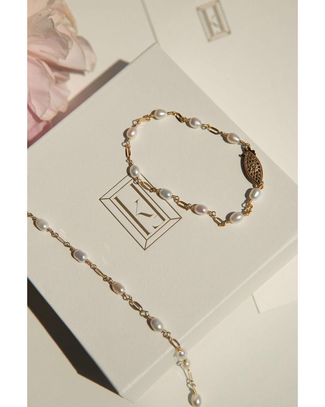 Katy Faye Metallic Michelle Rice Pearl Necklace