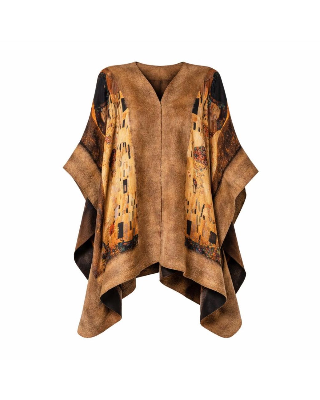 Lumina Eligma Brown Poncho Mulberry Silk & Merino Handmade Felt