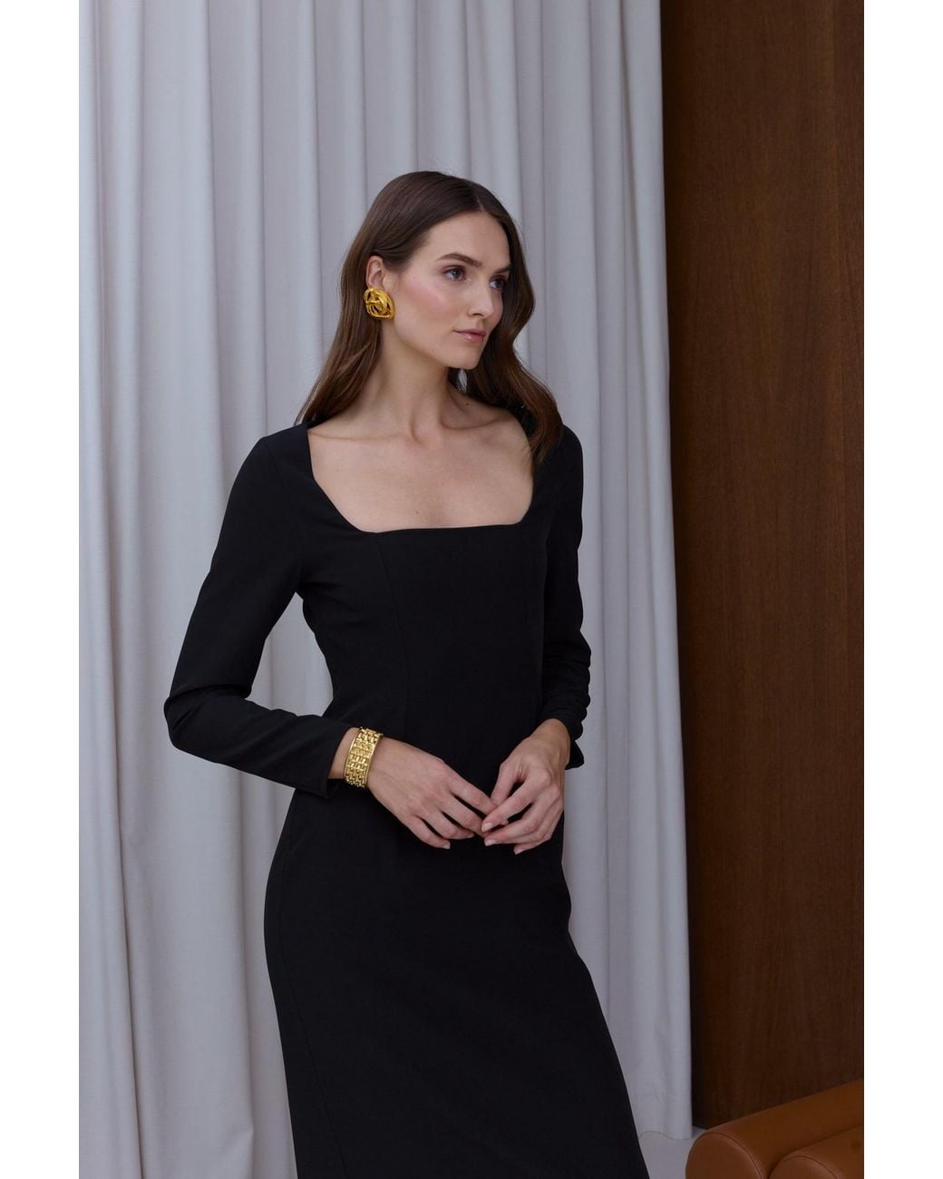 cher clueless burgundy dress Zac Posen Black Ruched Bodycon Dress Size M – Cloud Nine Designer  Consignments