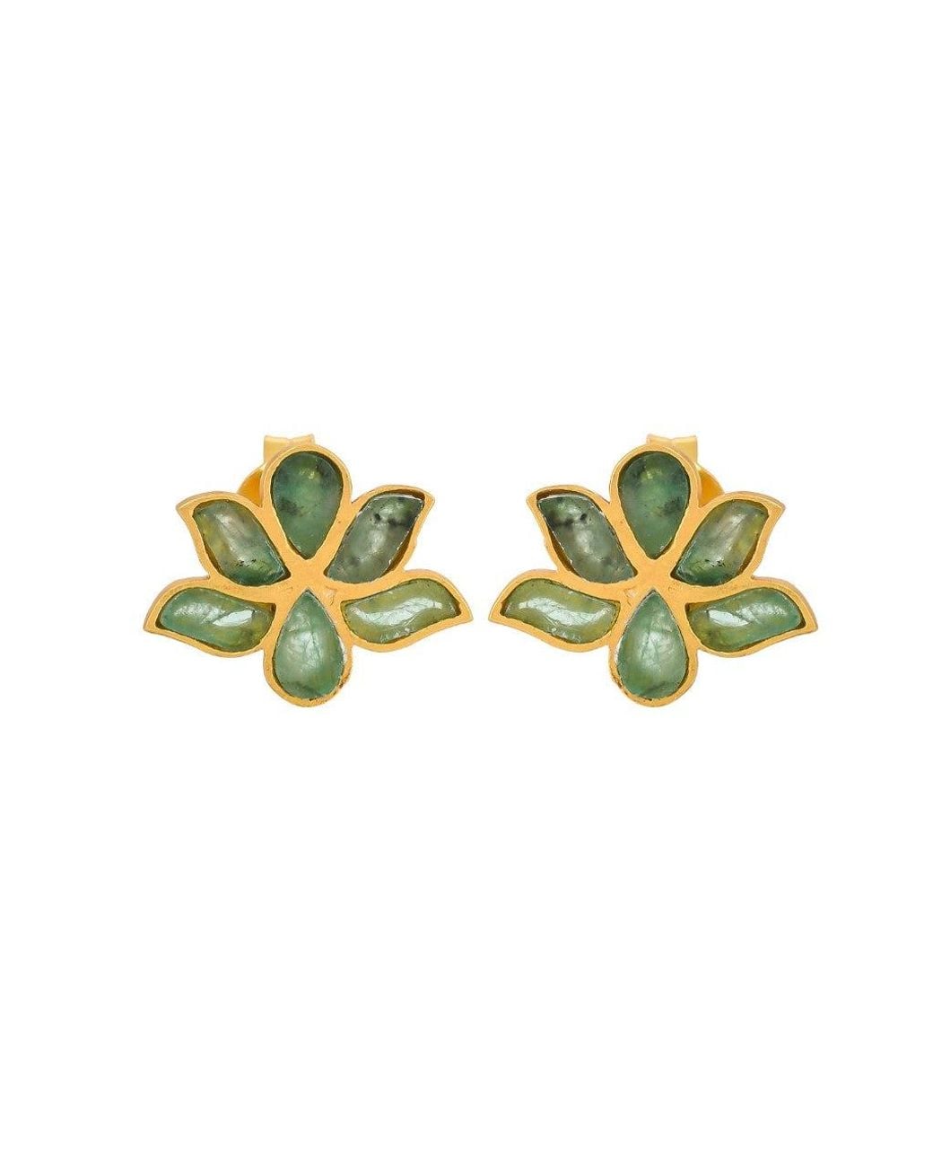 Opium Jewels Green Water Lotus Studs