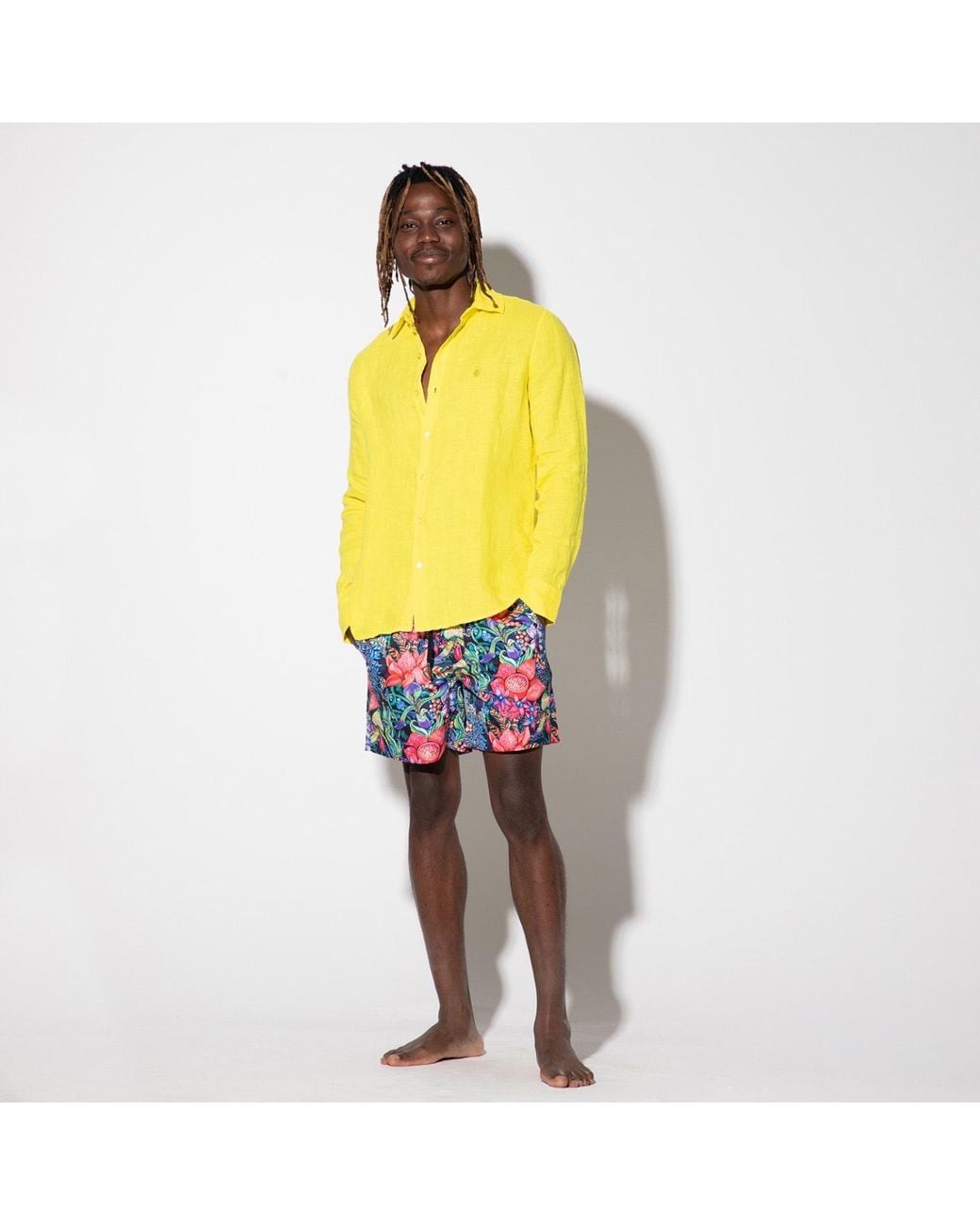Maison Tangerine Blue Bohemian Garden Swim Shorts for men