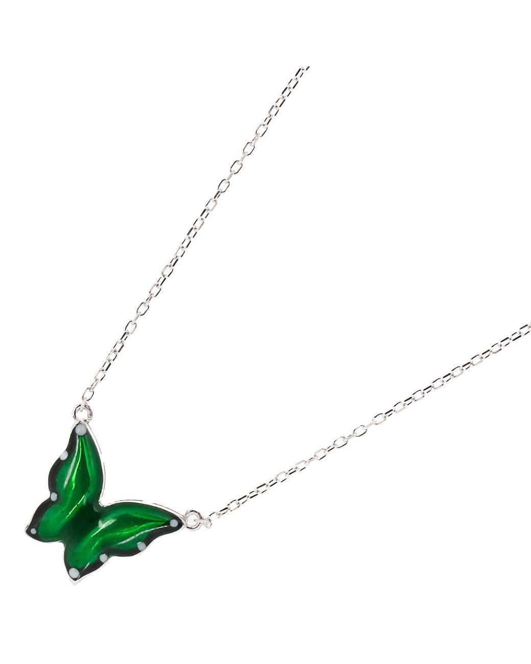 Ebru Jewelry Green Abundance Enamel Butterfly Necklace