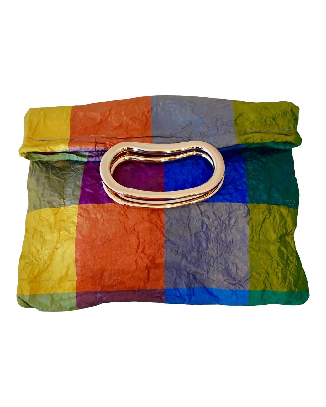 Romer Millinery Blue Morphy Moldable Clutch Bag Color Block Silk
