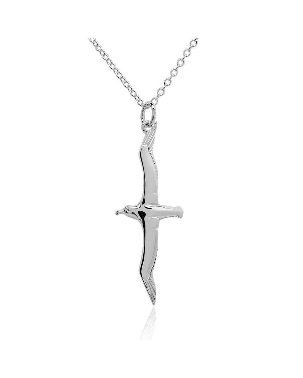 Adrian Ashley Metallic Albatross Necklace. Highly Polished, Tarnish Resistant On A Solid Chain