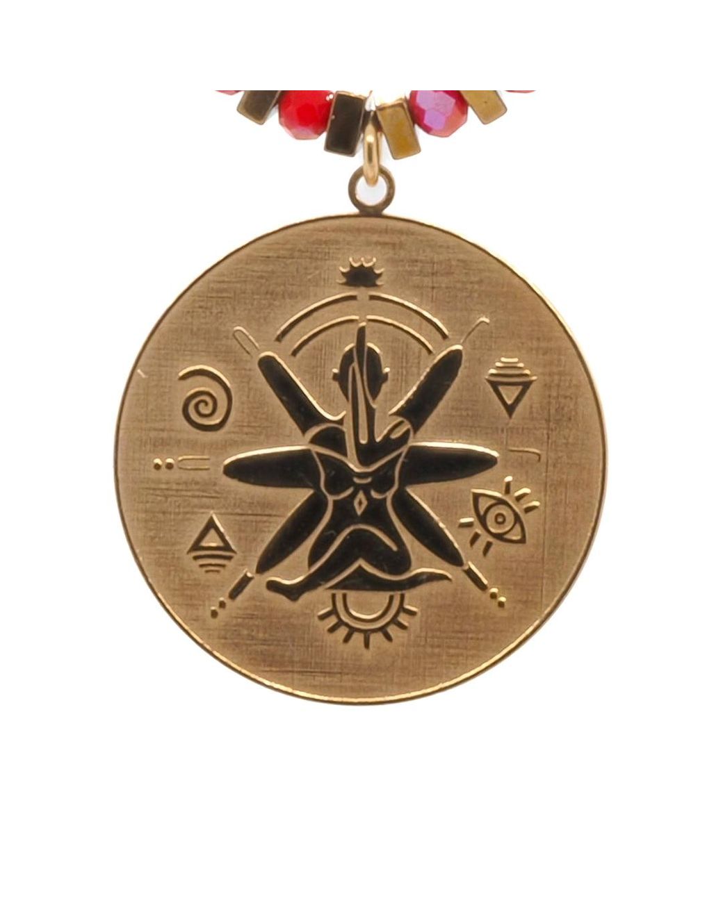 Ebru Jewelry Metallic Spiritual Energy Beaded Yoga Choker Necklace