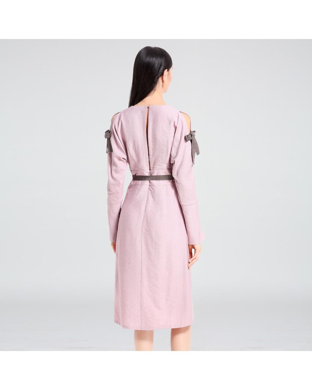 Smart and Joy Pink Cold Shoulder V-Neck Dress