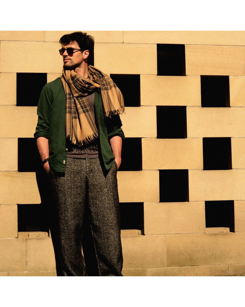 Kinalba Brown Weekender Camel Stewart Cashmere & Silk Scarf