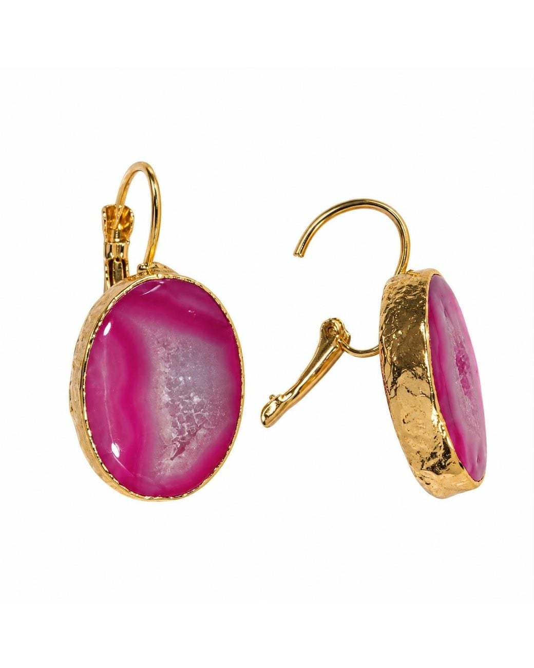 By Ozge Pink Radiant Energy Druzy Agate-Plated Drop Earrings