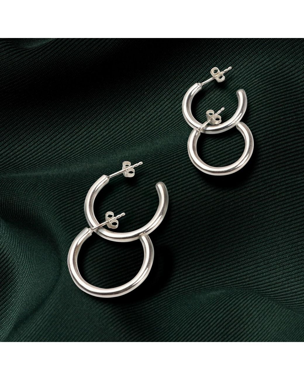 The Jewellery Store London White Plain Open Hoops Stud Earrings