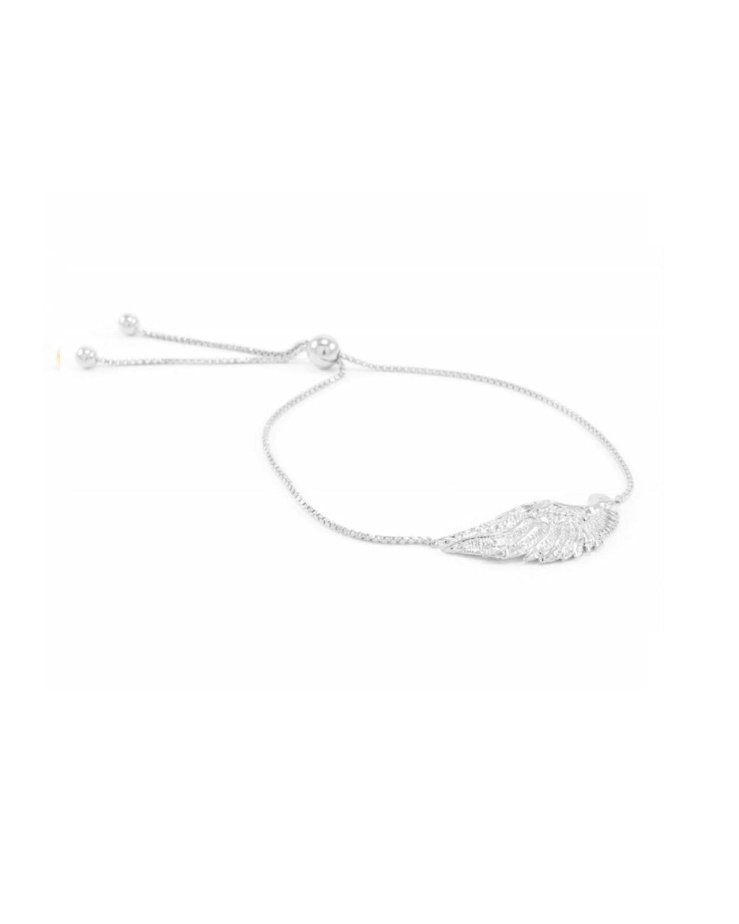 Seven Saints Metallic Angel Wing Bolo Friendship Bracelet, Rhodium Over Sterling