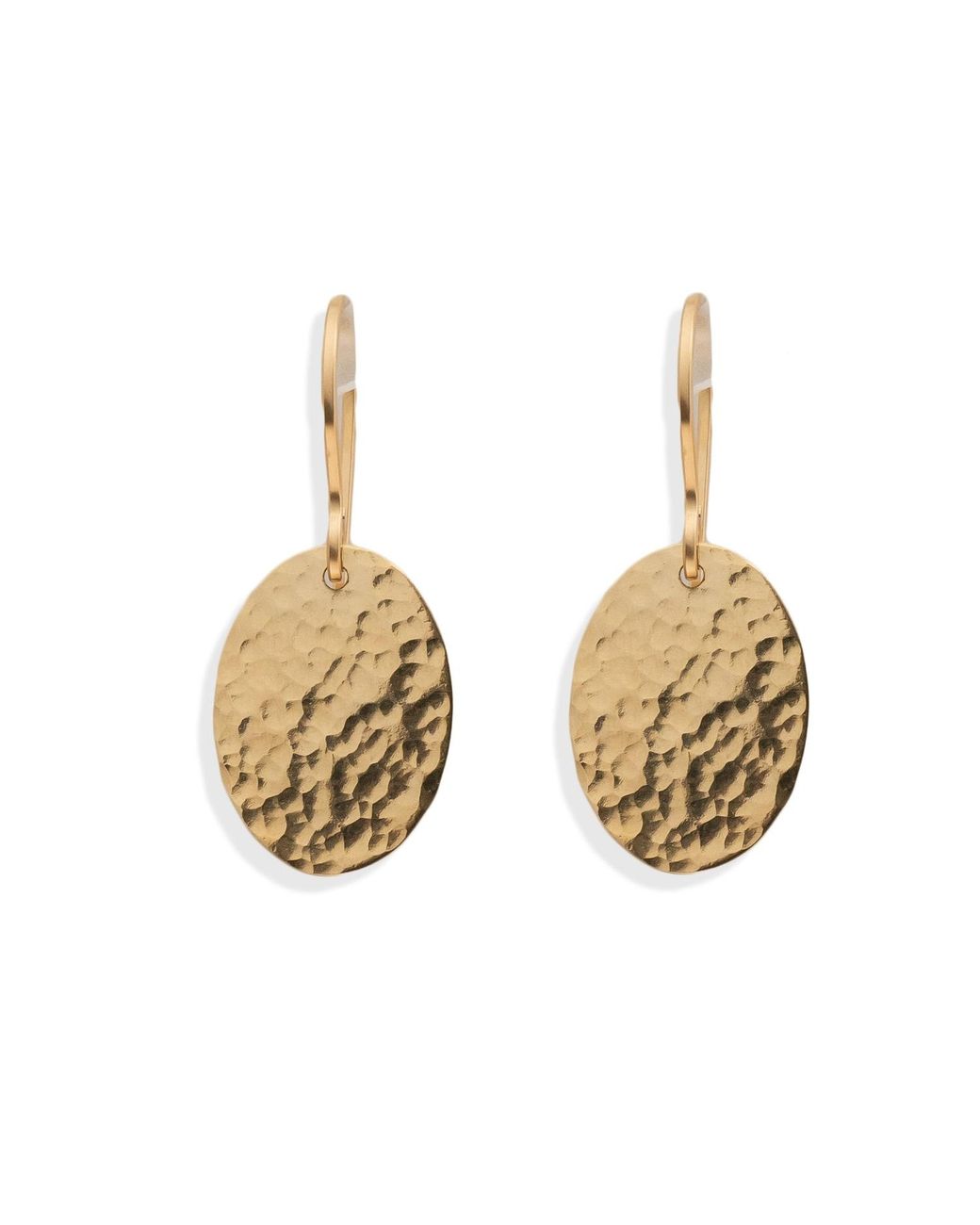 Kate Koel Metallic Textured Filled Oval Drop Earrings Vintage Style Statement Dangles