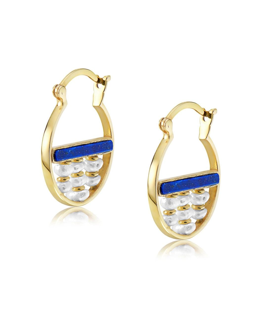 Preeti Sandhu Metallic Ruri Lapis & Pearl Mini Hoops