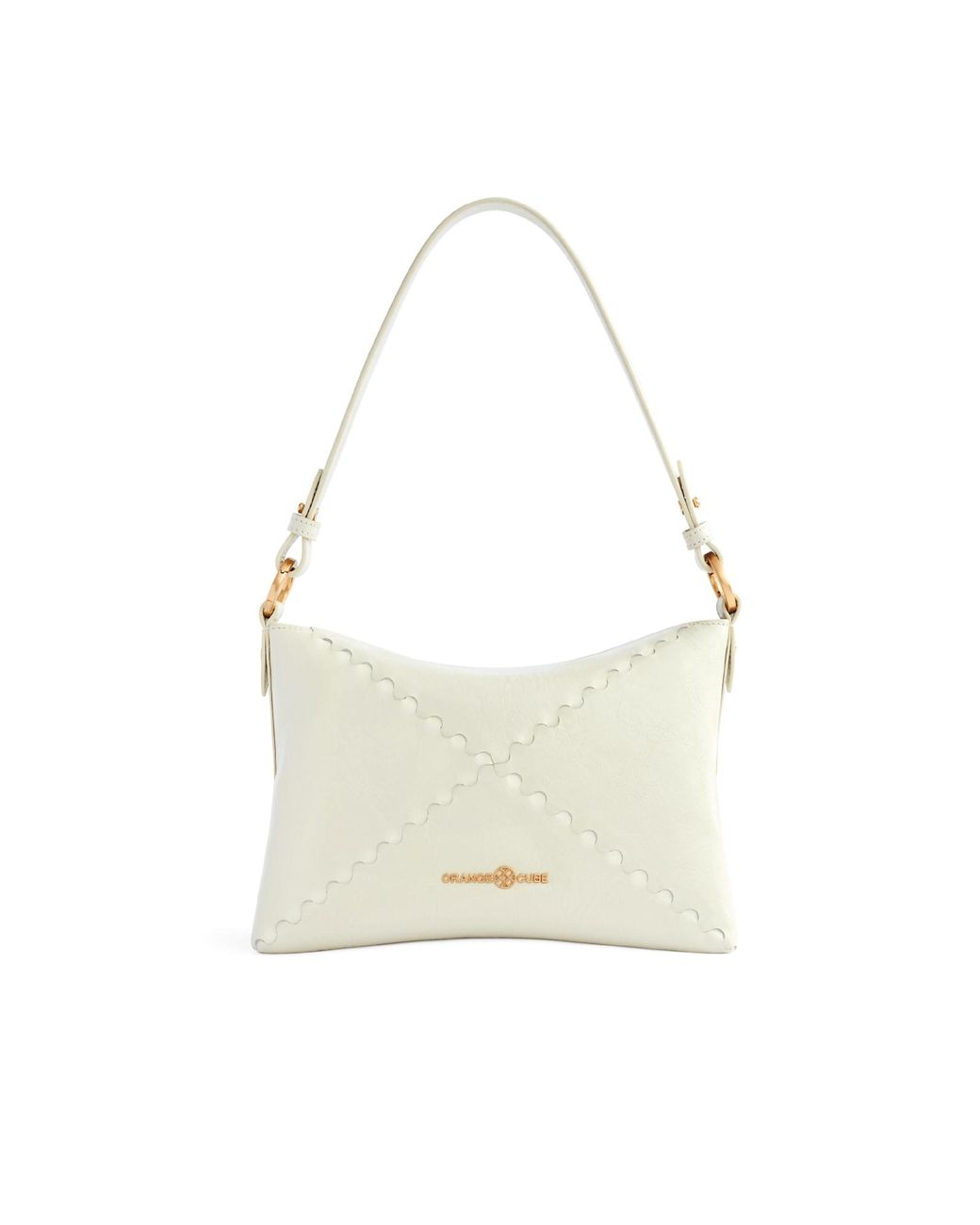 Orange Cube White Mosaic Baguette Shoulder Bag