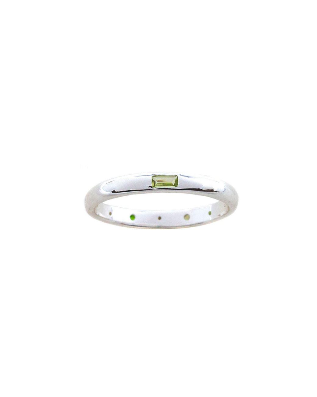 NASI SILVER Green Scatter Band Both Sides Now Ring Earth Edition Star Ring