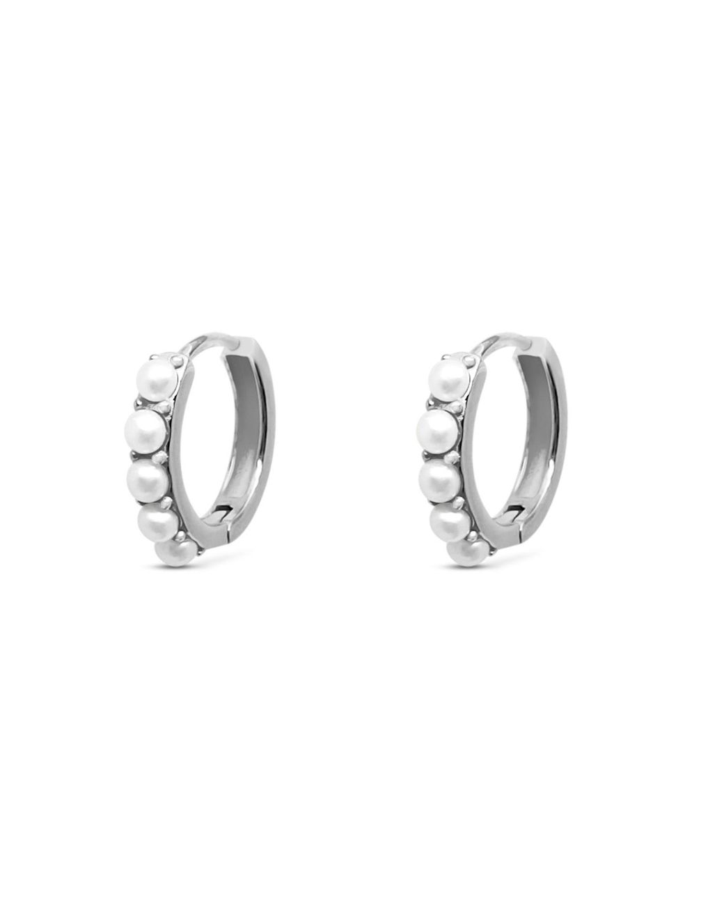 Clemence Wren Metallic Freshwater Pearl Contemporary Hoop Earrings