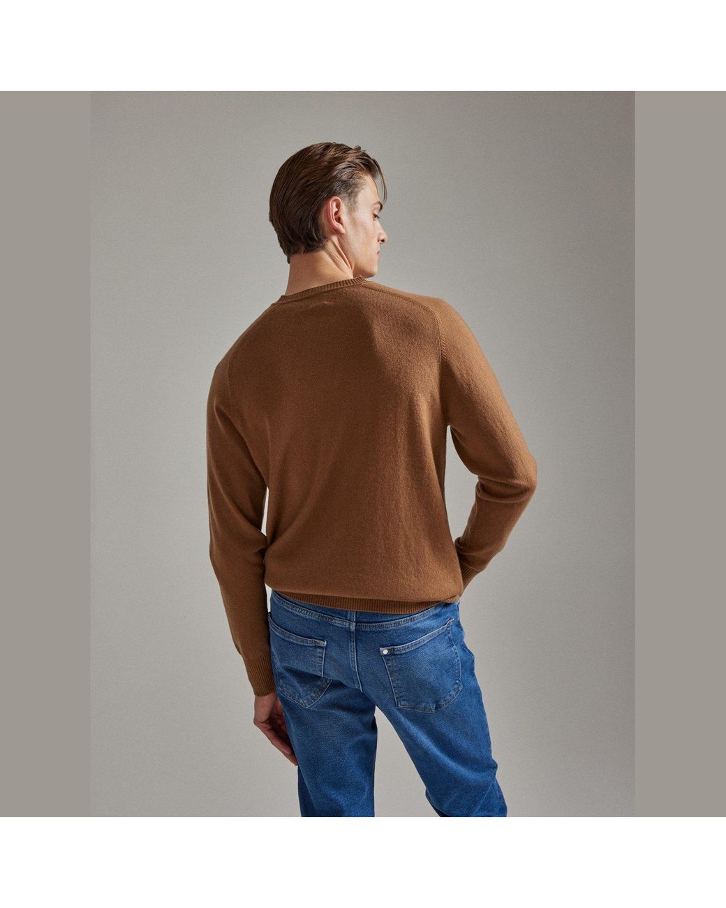 Salts Cashmere Brown Neutrals Split Crew Neck Sweater