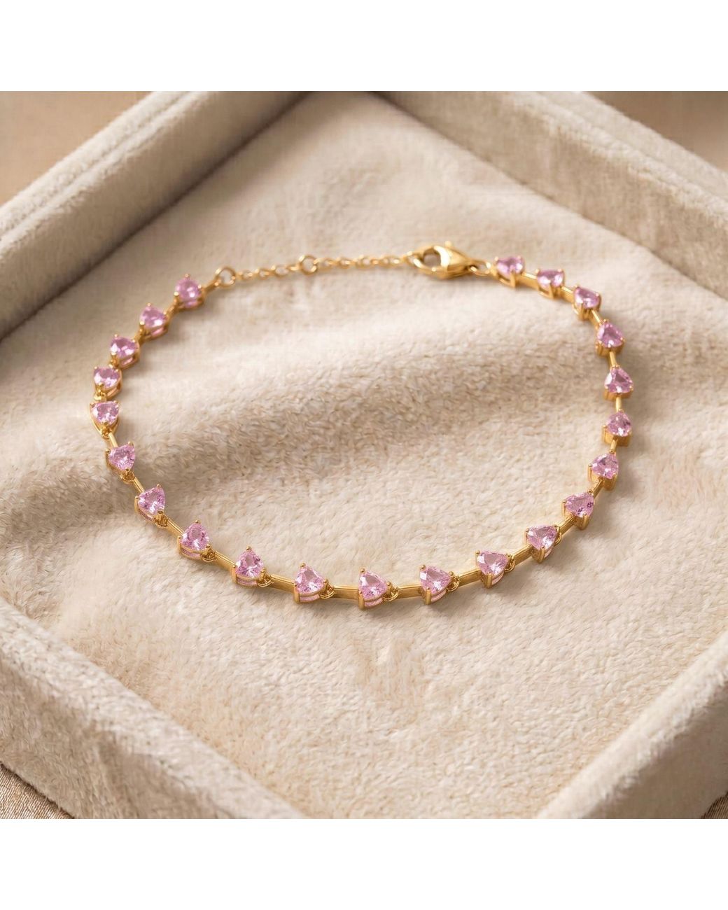Sophelia Metallic Sterling Tourmaline Birthstone Heart Tennis Bracelet