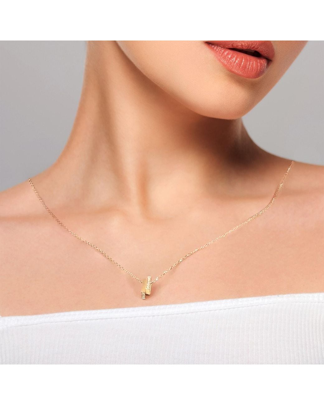 Meulien Metallic Double Mini Triangle Necklace