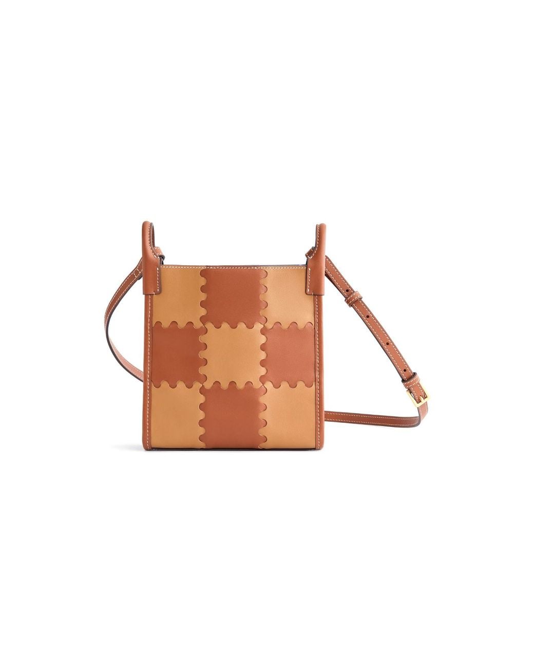 Orange Cube White Small Square Stitch Tote Bag