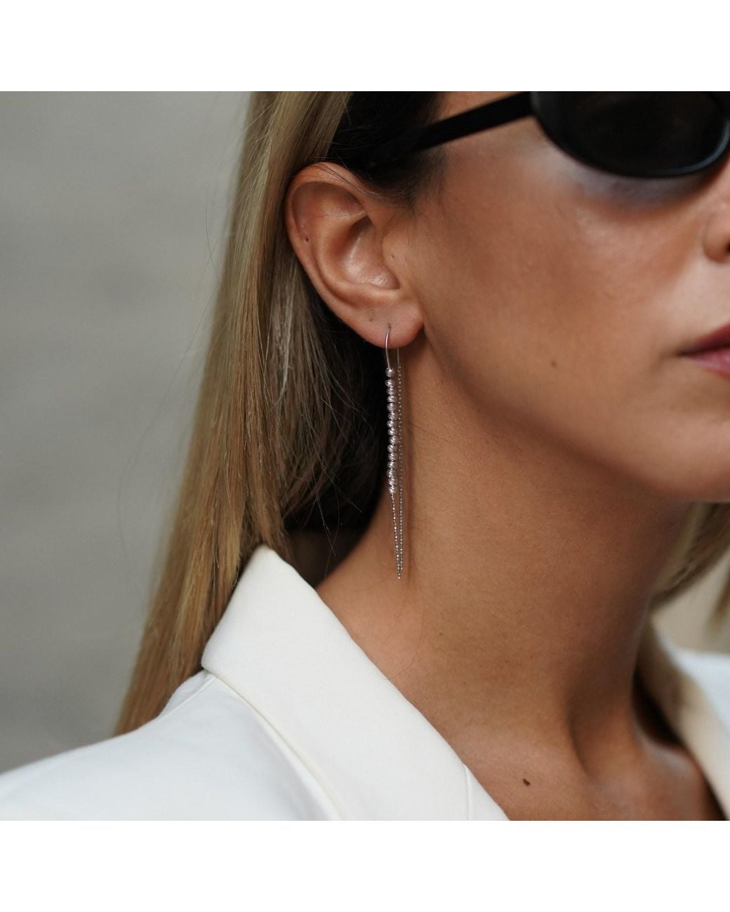 Spero London White Sterling Dorissa Chain Bead Drop Earring