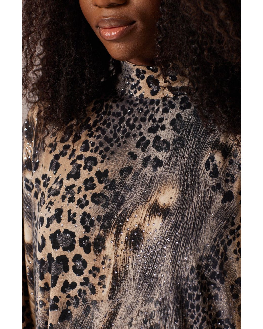 Lioness by Tf Gray Glitter Leopard Long Tunic