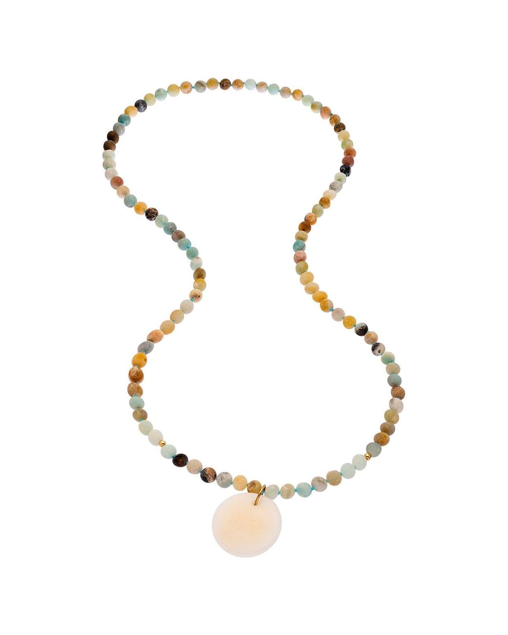 Heather Hawkins Jewelry Metallic Rockabye Long Coin Beaded Gemstone Necklace