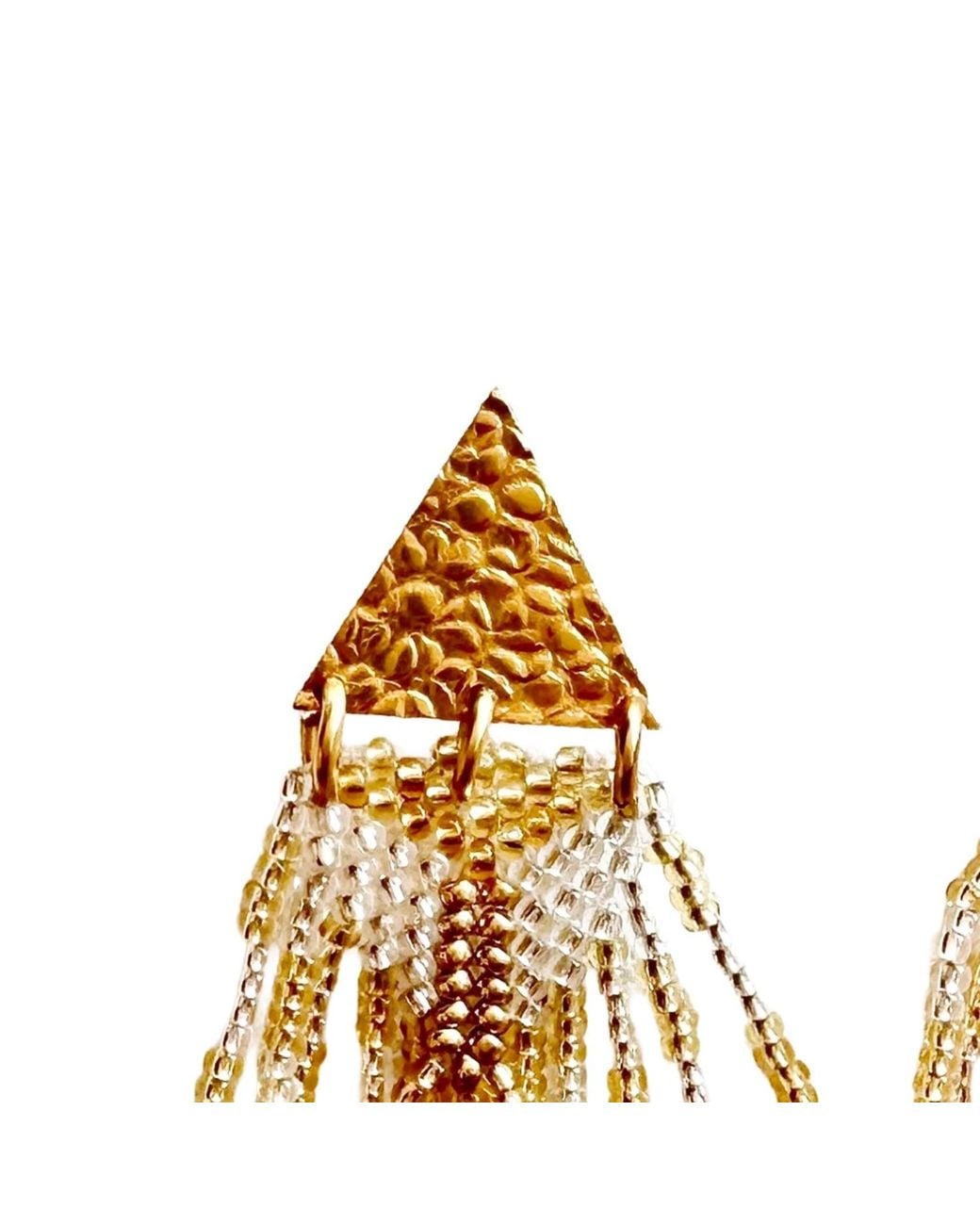Iliana Arrazola Metallic Triangle Fringe, Dangle Earrings, Glass Beads, Beaded Jewelry