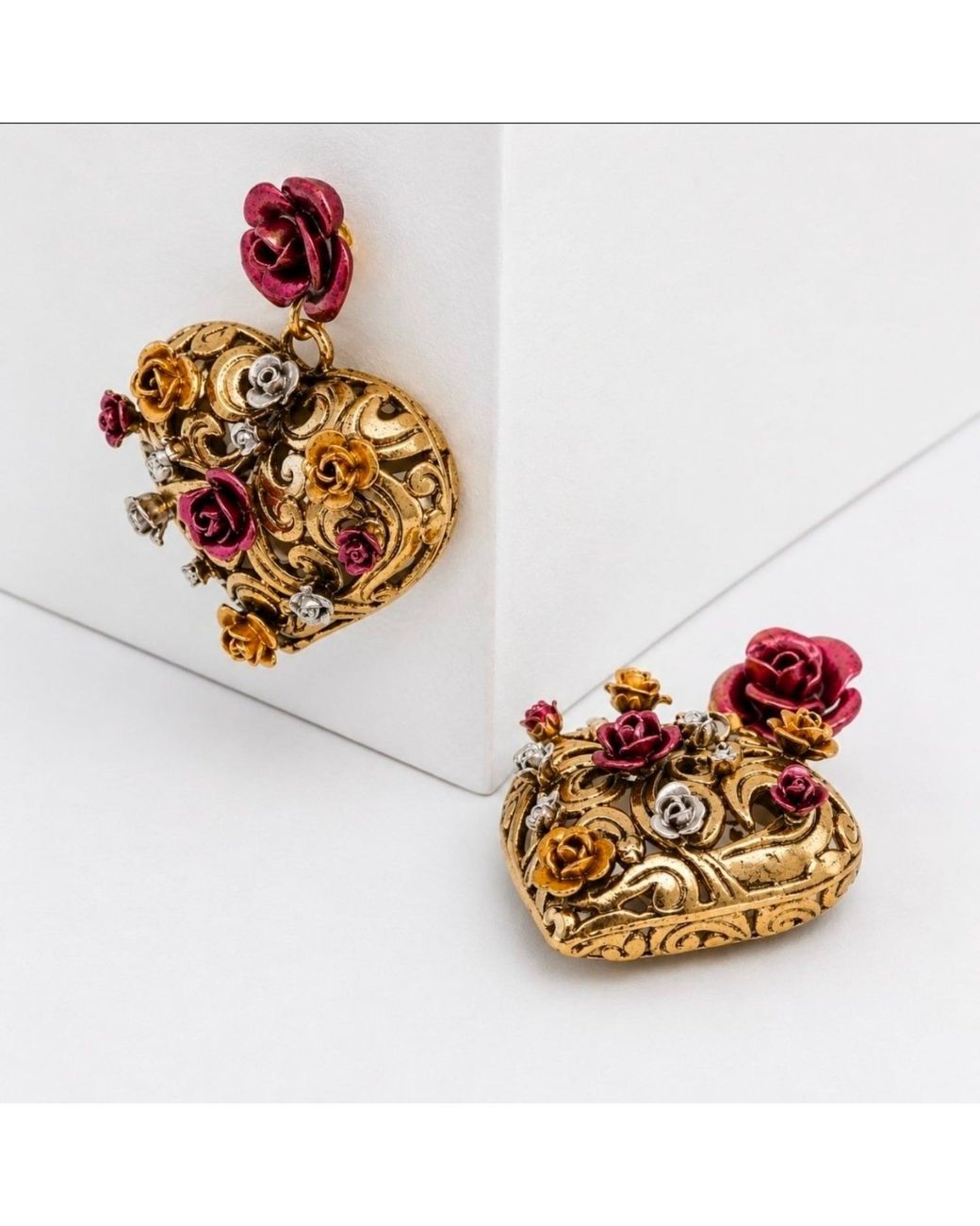 Vstyle Pink Sacred Heart Rose Earrings