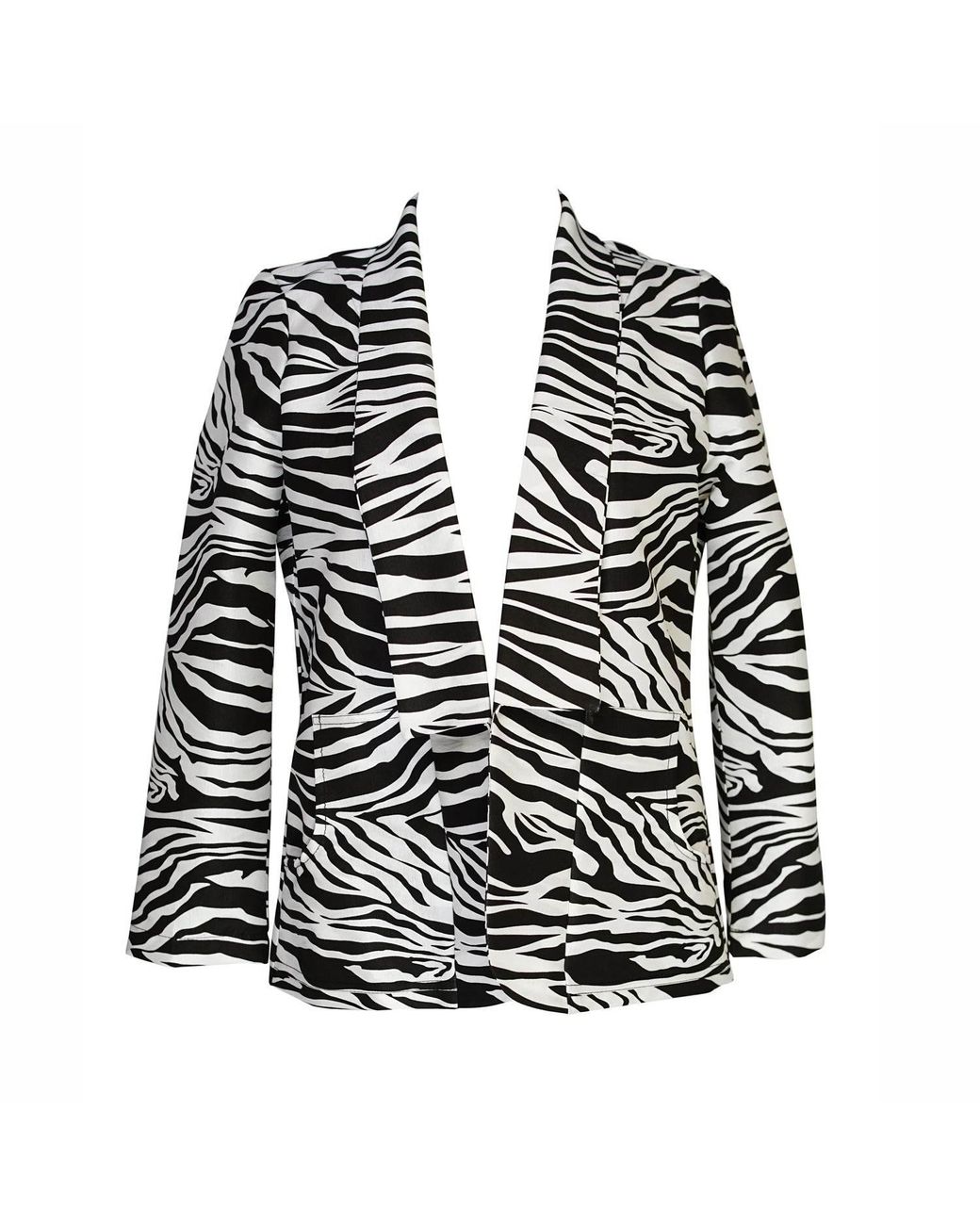 Jennafer Grace Black Zebra Shawl Collar Blazer