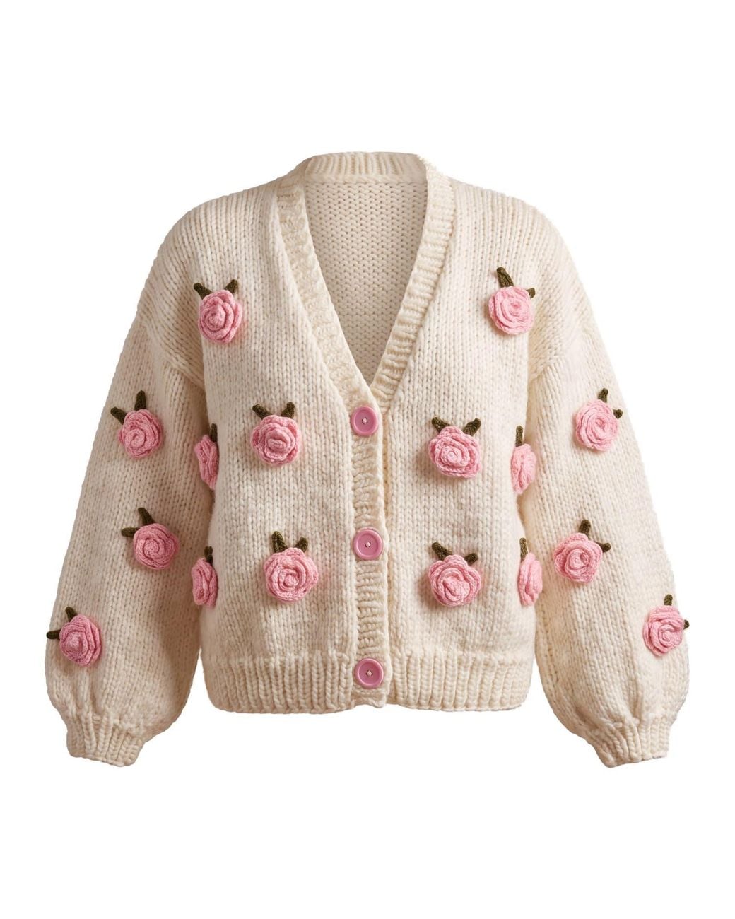 Ana Chic Pink Neutrals Rose Handmade Knitted Cardigan