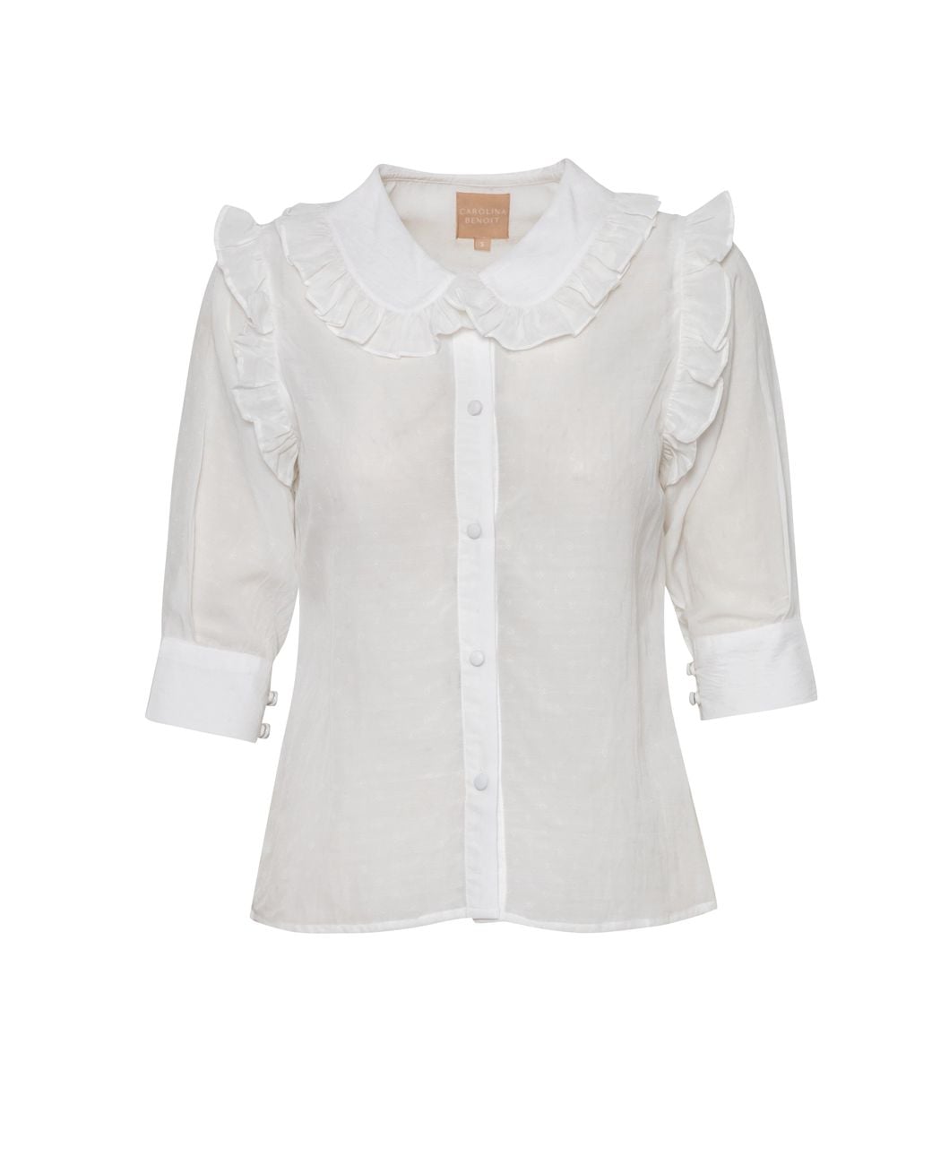 Carolina Benoit White Fillou Peter Pan Collar Top