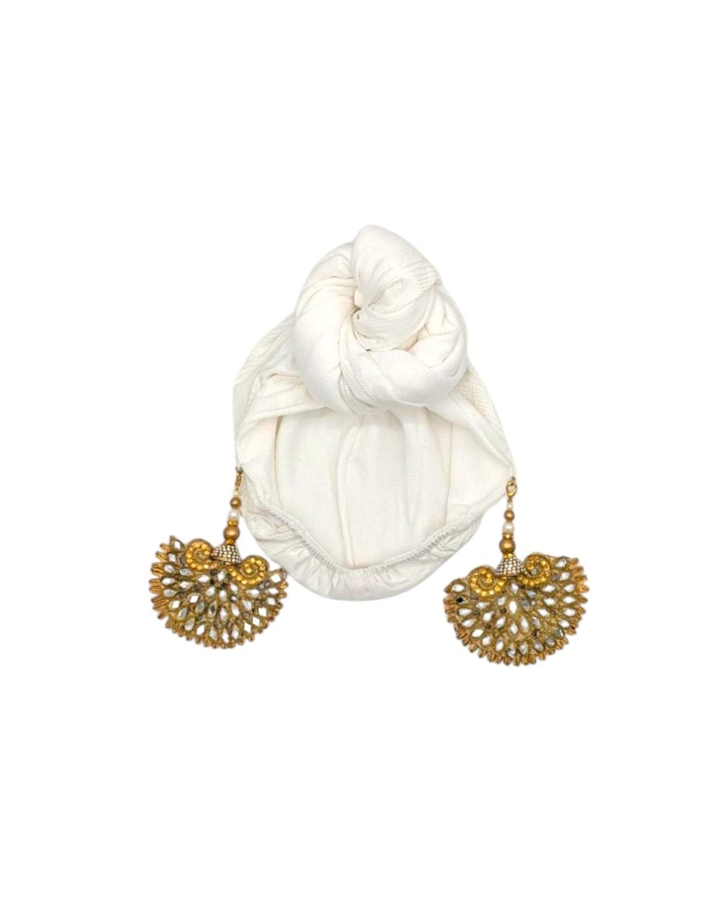 Julia Clancey White Ivory Taffeta Peacock Turban