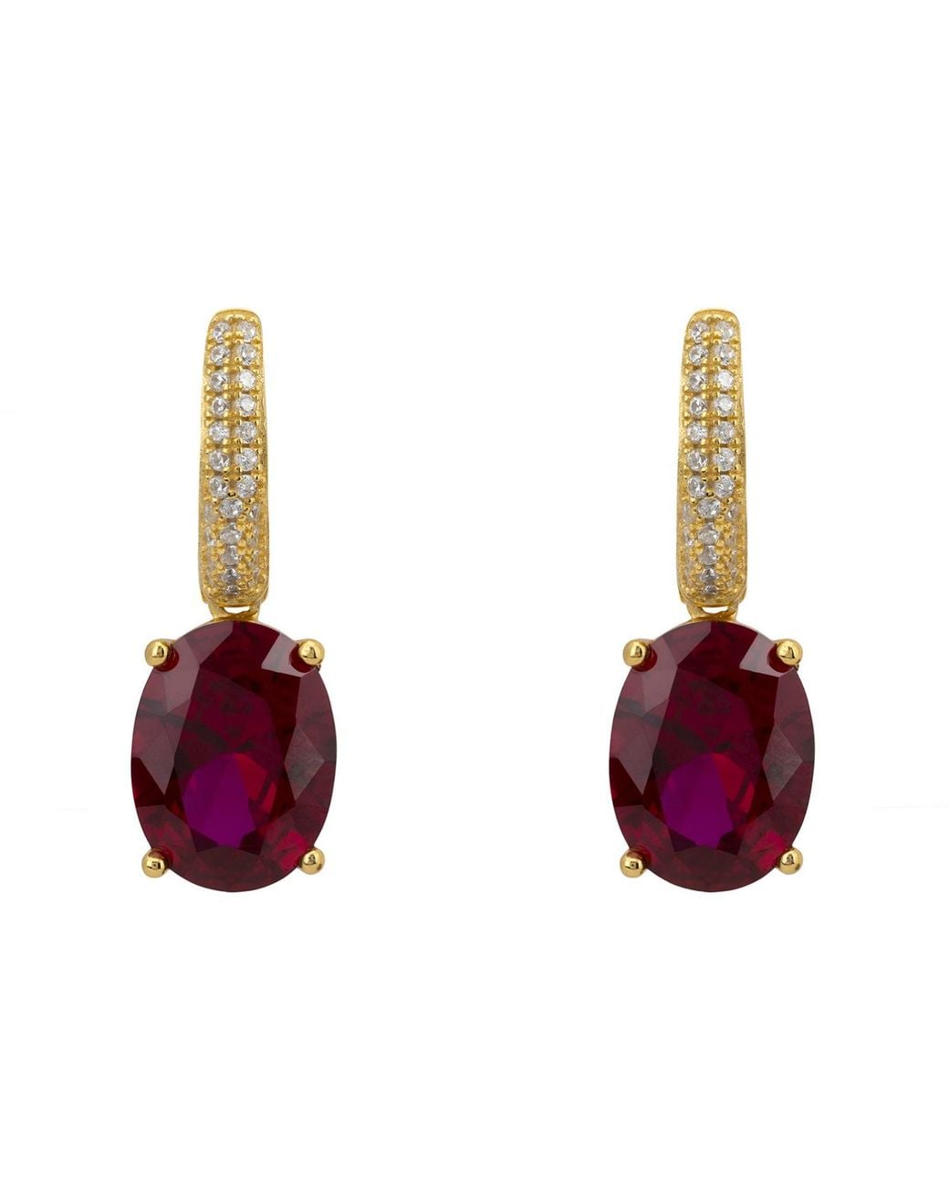Latelita London Purple Alexandra Oval Drop Earrings Ruby