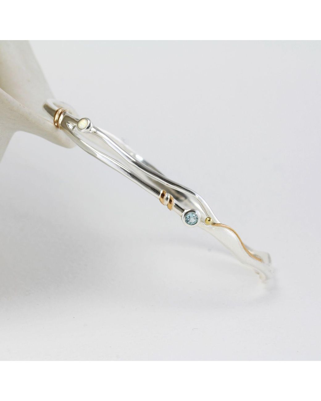 Isla Silver Multicolor Handmade Topaz & Opal Bangle