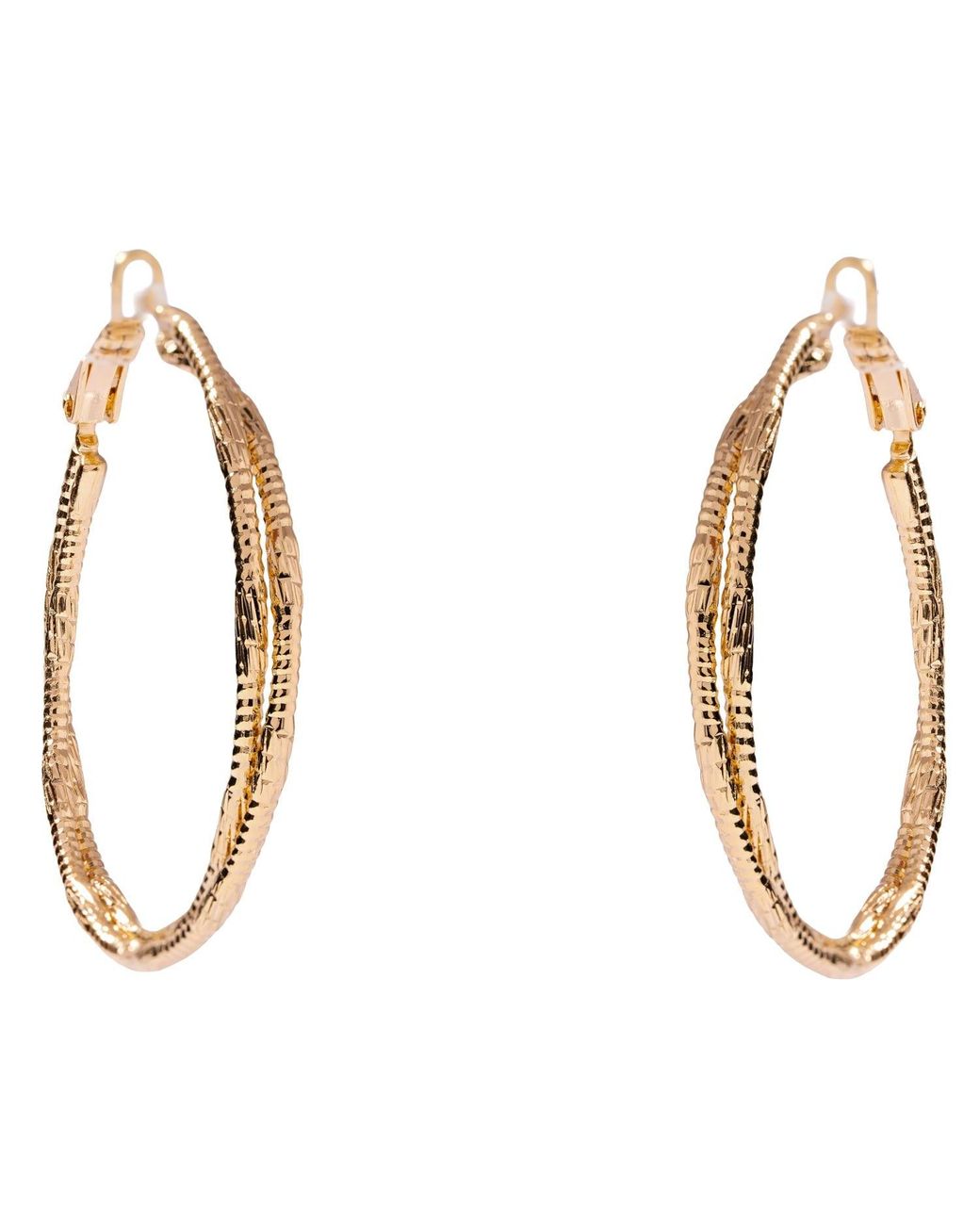 Ebru Jewelry Metallic Eternal Twist Double Strand Hoop Earrings