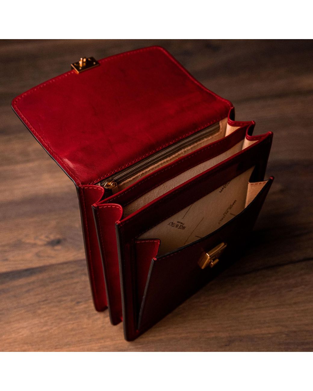 Time Resistance Red Small Leather Briefcase For