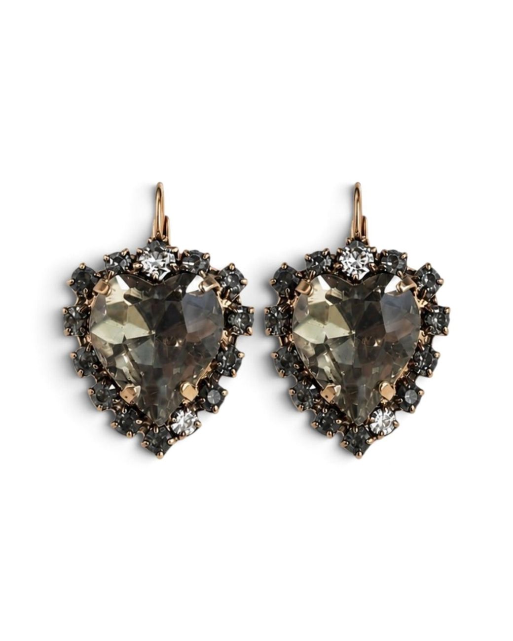 Vstyle Brown Amore Swarovski Smokey Heart Earrings