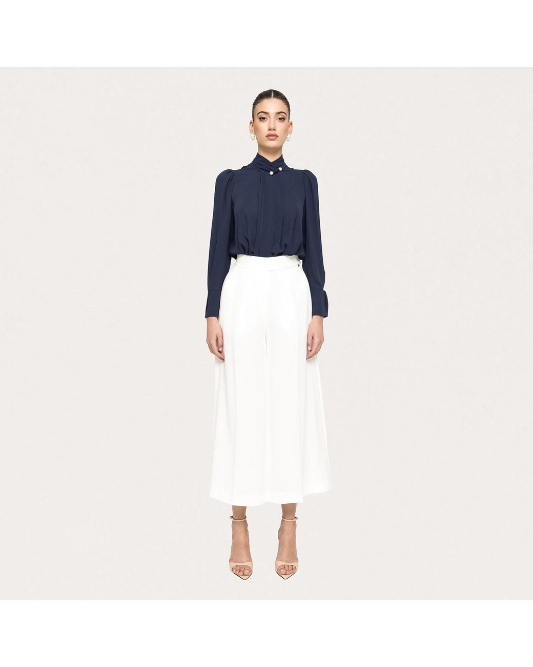 Nissa White High-Waisted Culottes