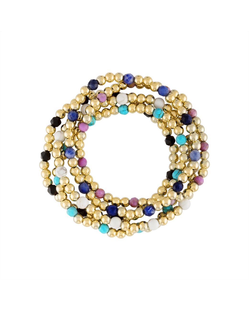 Olivia Le Metallic 14k Gold Filled Gemstone Cinco De Stack Bracelet Set