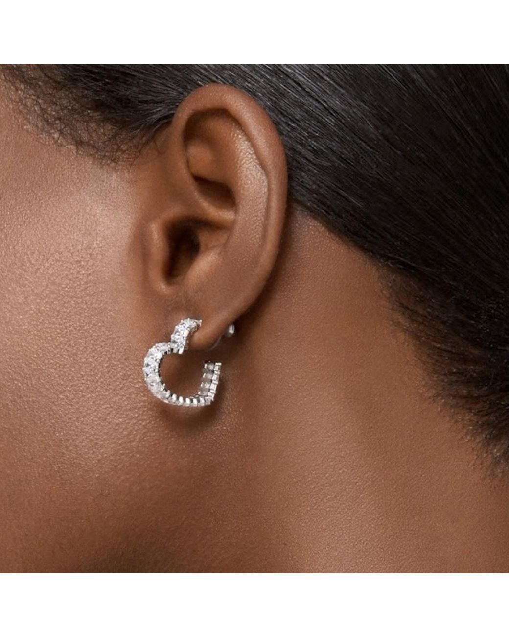 Maison De Gala Metallic Tone Pavé Crystal Hoop Earrings
