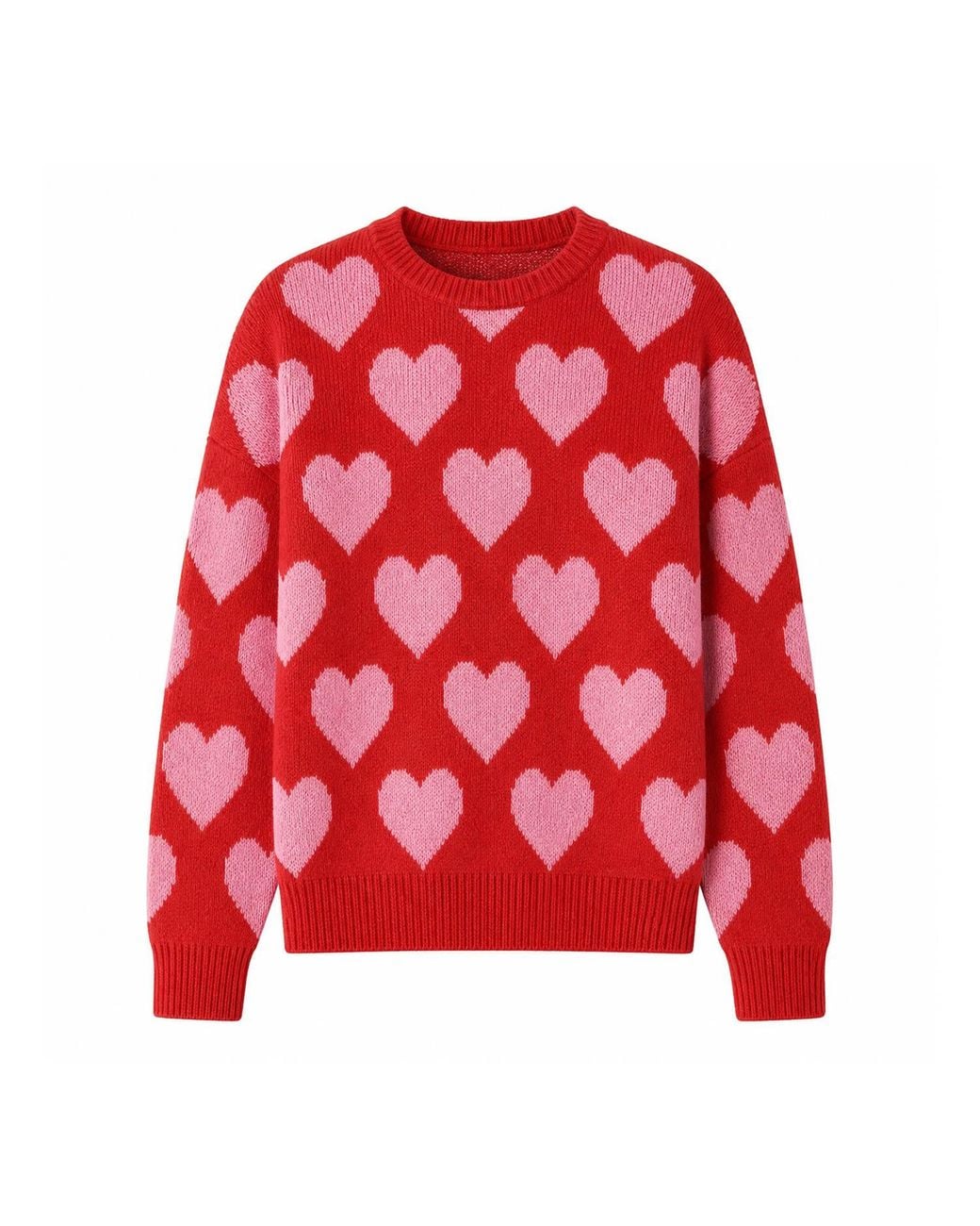 Yumi' Red Heart Intarsia Relaxed Jumper