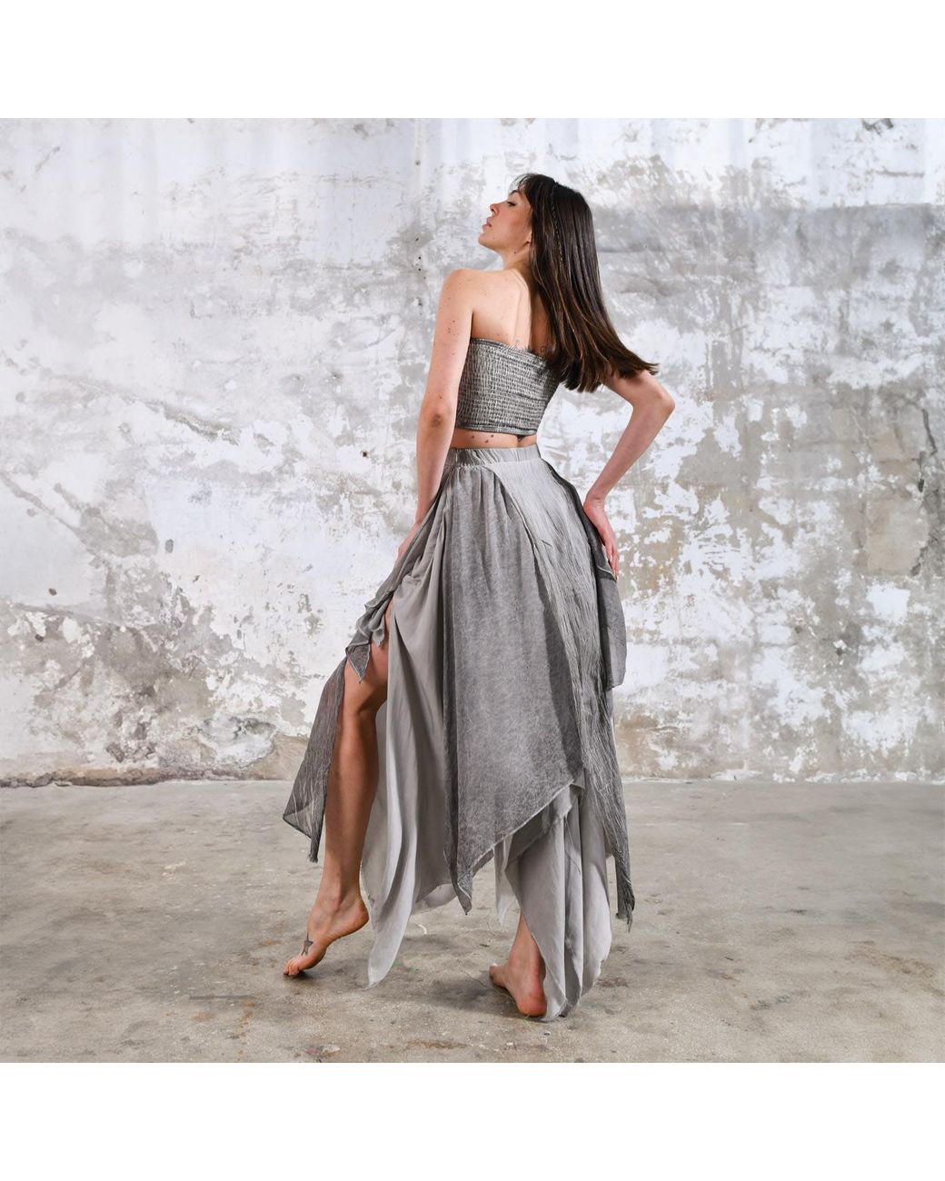 Zhenabia Gray Neutrals Bia Skirt Light