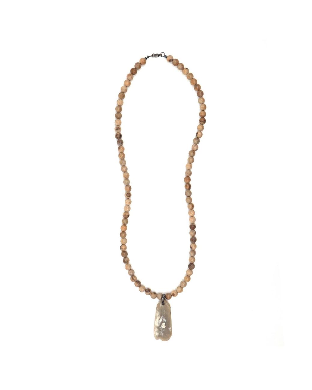 Shar Oke Metallic Neutrals Horn, Sandalwood & Polki Diamond Pendant Necklace for men