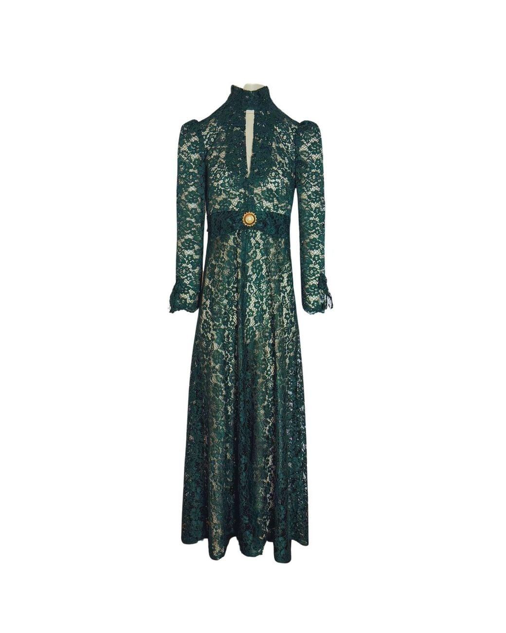 Couture to Your Door Green Gothic Dark Lace Dress
