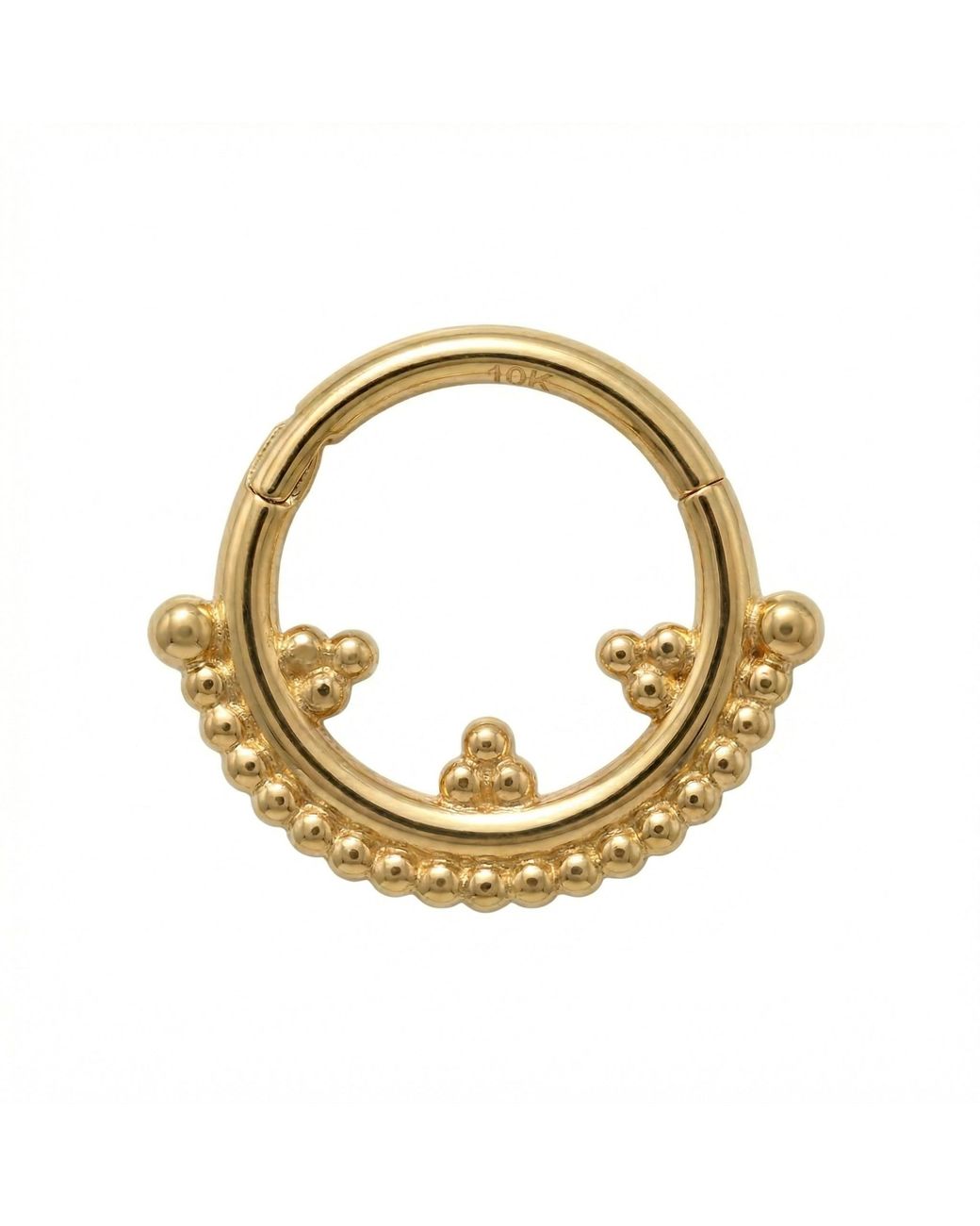 Zahav Jewelry Metallic 10K Solid 18G Beaded Cluster Clicker Hoop