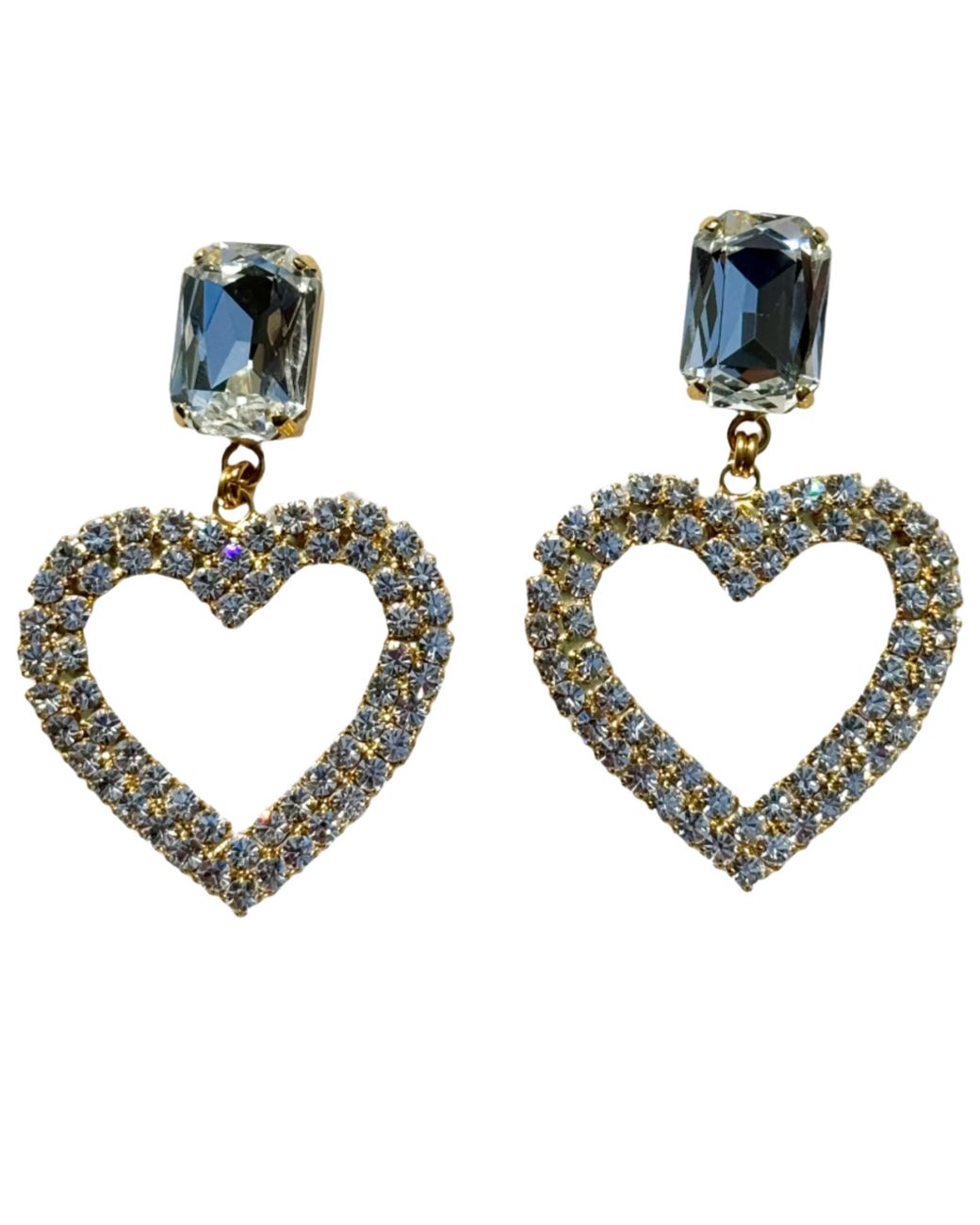 Laura Gray Brown Diamond Crystal Heart Earrings